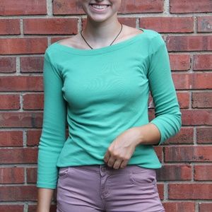 Green Boat Neck Shirt From Gap